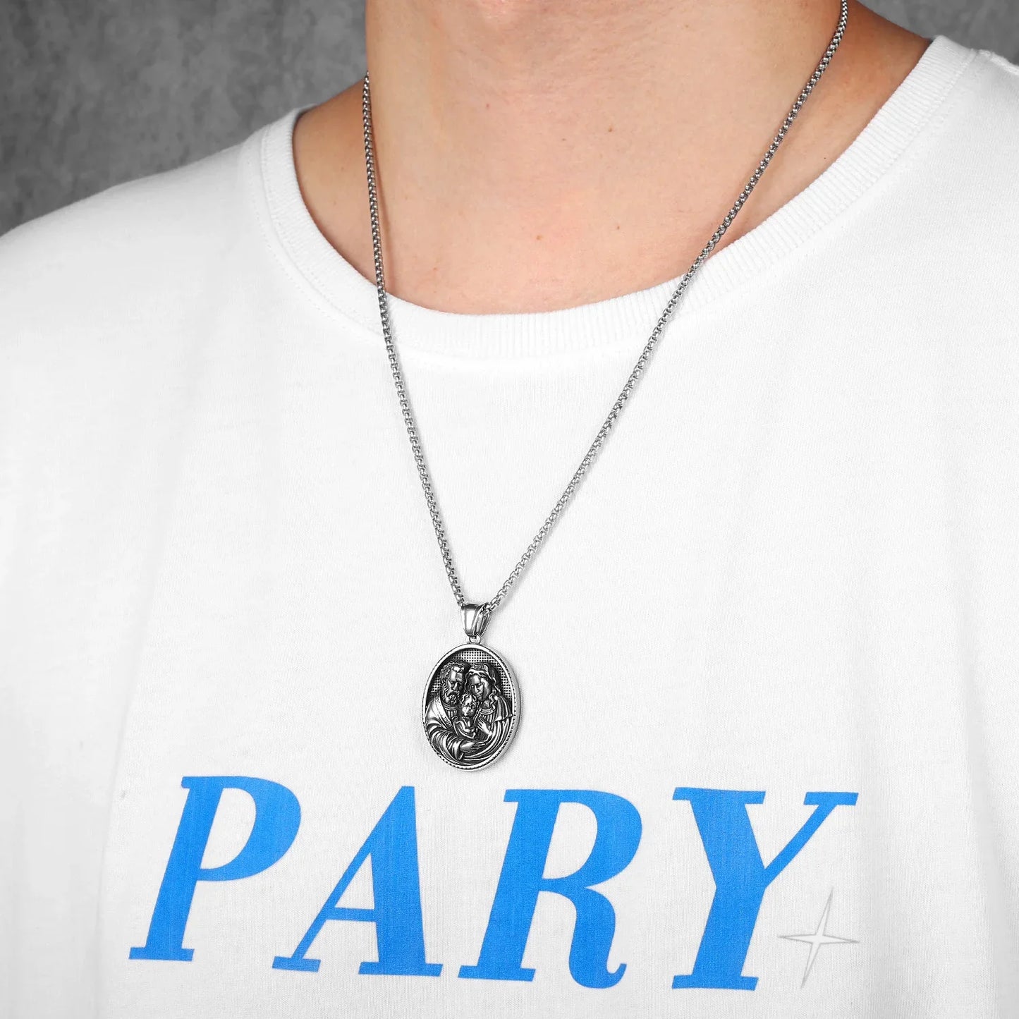 Christian Saints Stainless Steel Men's Pendant Necklace