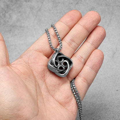 Celtic Knot Spiral Stainless Steel Men's Necklace Pendant Chain