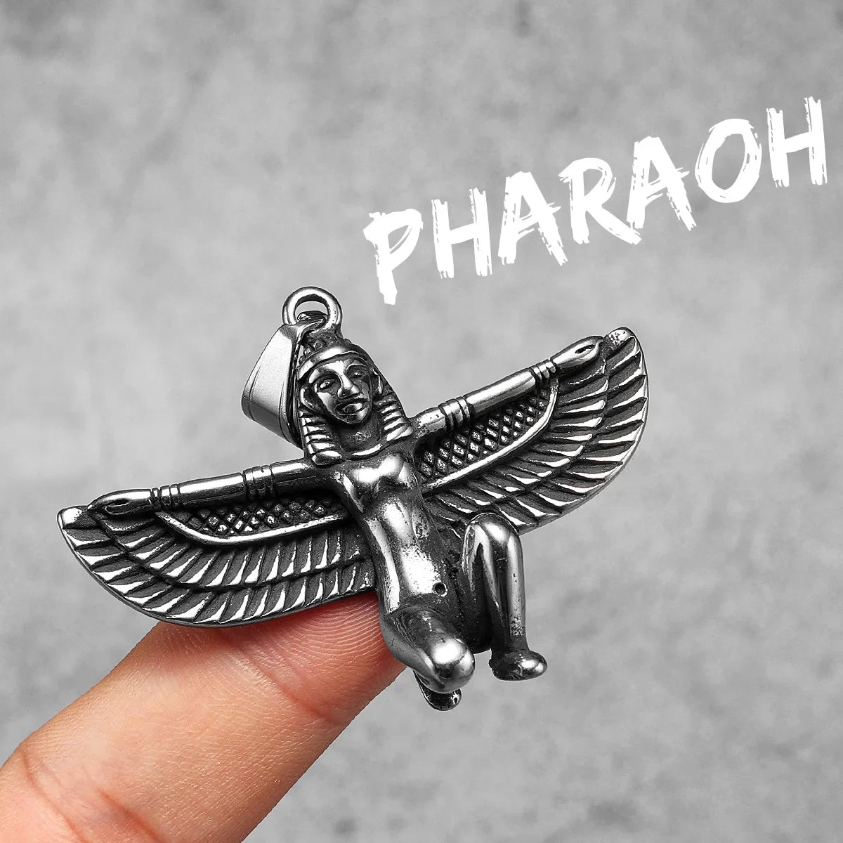 Egyptian Pharaoh Eagle Wing Stainless Steel Men's Necklace Pendant Chain