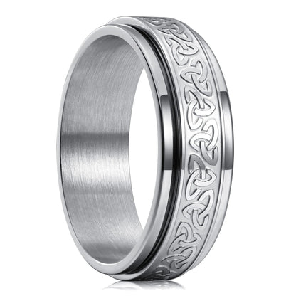 Vintage Stainless Steel Viking Celtic Knot Rune Rings for Men Women Rotatable Fidget Anxiety Spinner Ring Retro Amulet Jewelry