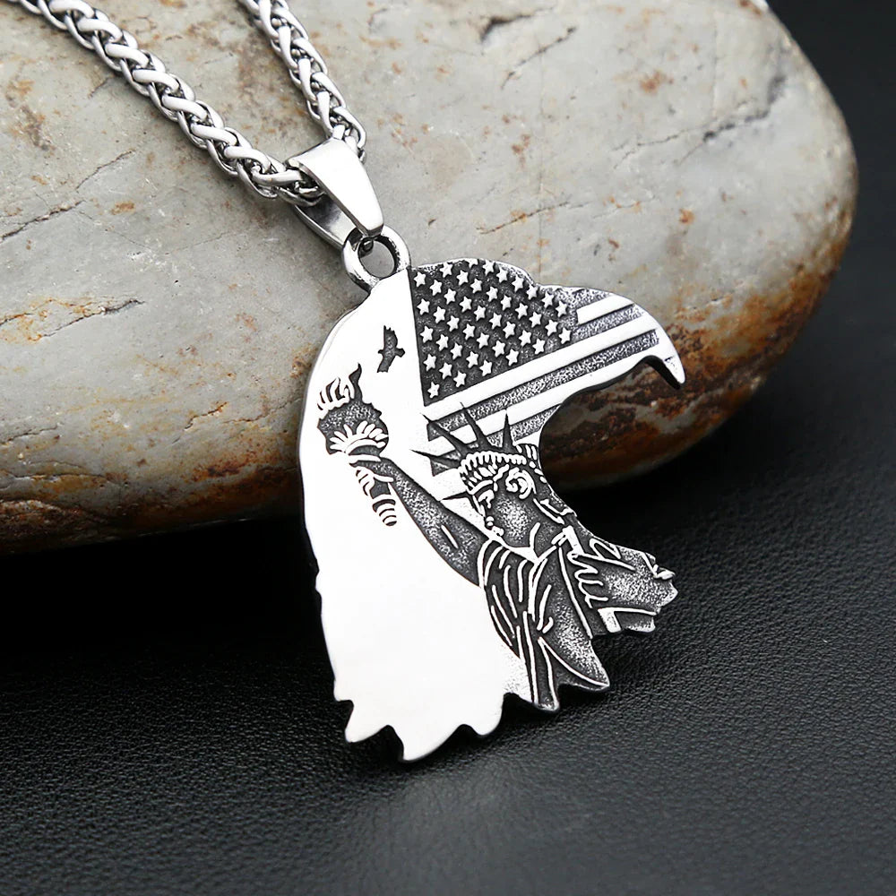 Gothic Vintage Eagle Head Pendant Men's Necklace