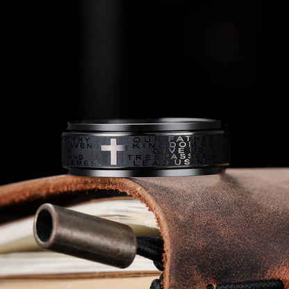 Stainless Steel Anxiety Rings For Men Women Christian Cross Religious Spinner Chain Rings Anti Stress Retro Amulet Jewelry