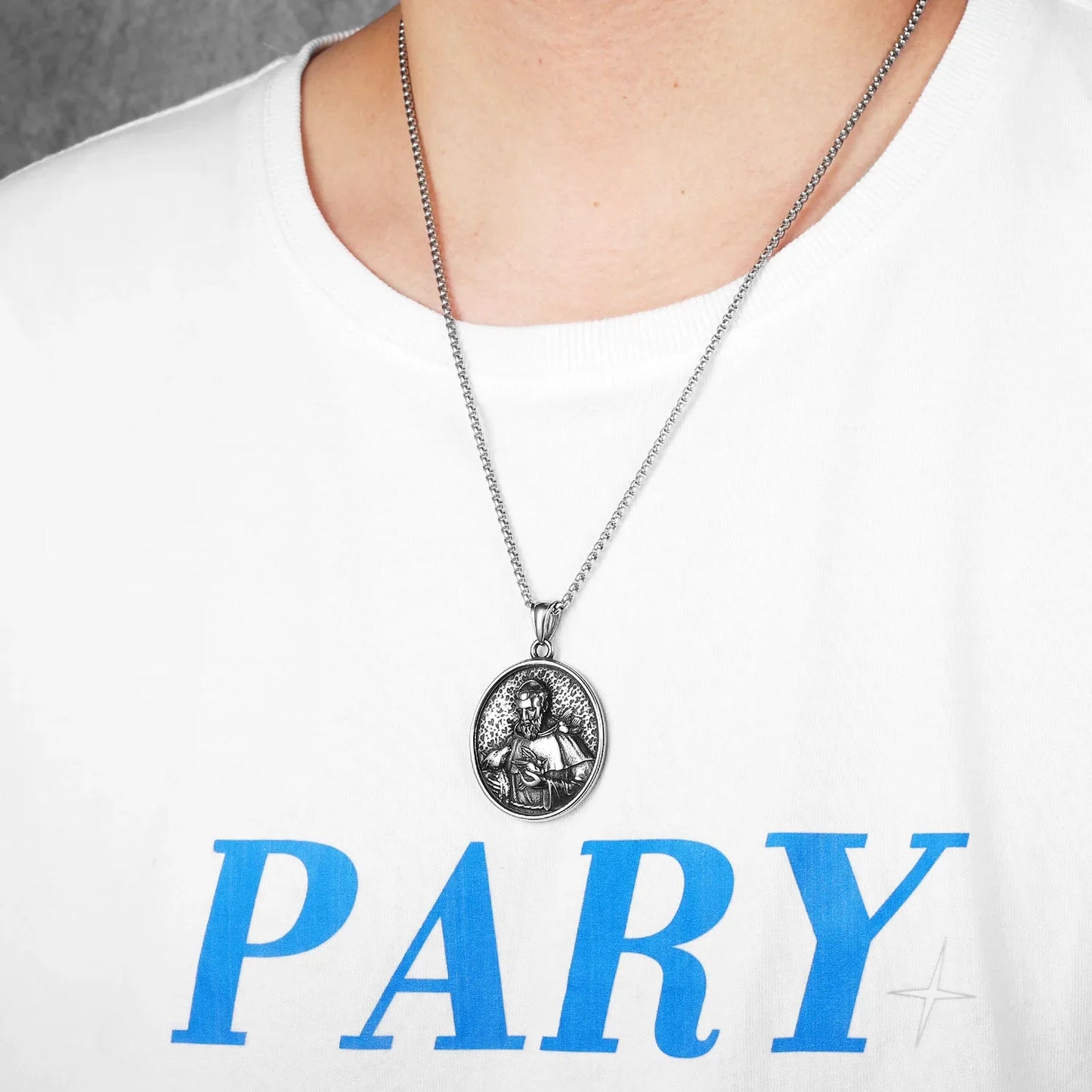 Catholic Saints & Virgin Mary Stainless Steel Men's Pendant Necklace
