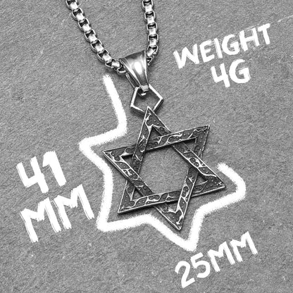 Star Of David Seal of Solomon Stainless Steel Men's Necklace Pendant Chain