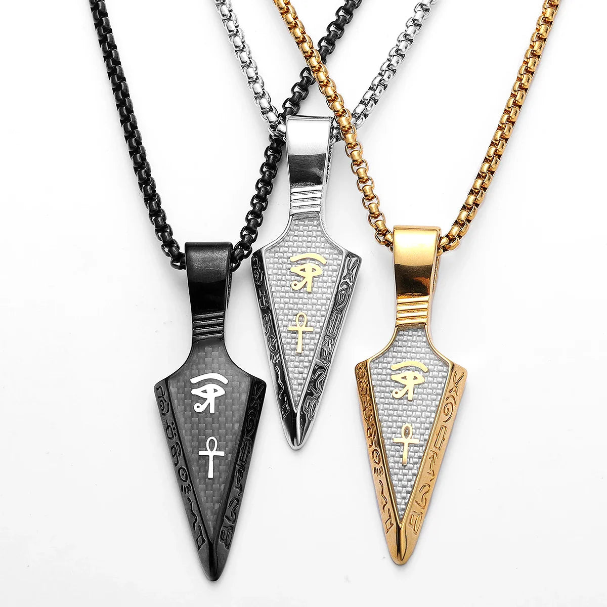 The Eye of Horu Spear Stainless Steel Men's Necklace Pendant Chain