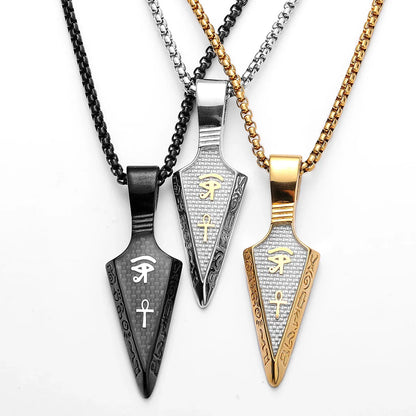 The Eye of Horu Spear Stainless Steel Men's Necklace Pendant Chain