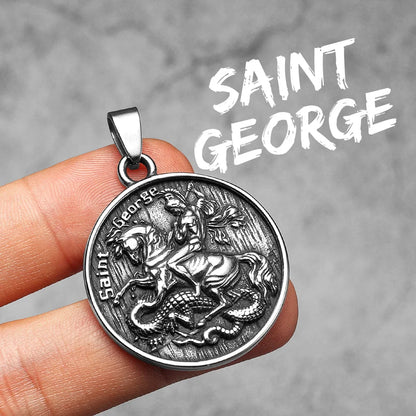 Archangel St. Michael Defeating Satan Stainless Steel Pendant Men's Necklace
