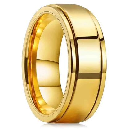 Stainless Steel Anxiety Fidget Spinner Rings for Men Cool Punk Spinning Rotate Rings for men Anti Stress Wedding Band Jewelry