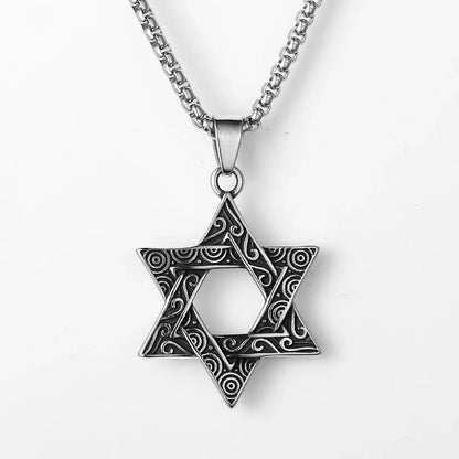 Judaism Solomon's Seal Stainless Steel Men's Necklace