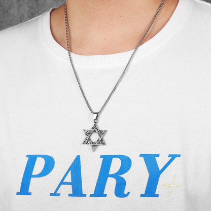 Judaism Solomon's Seal Stainless Steel Men's Necklace