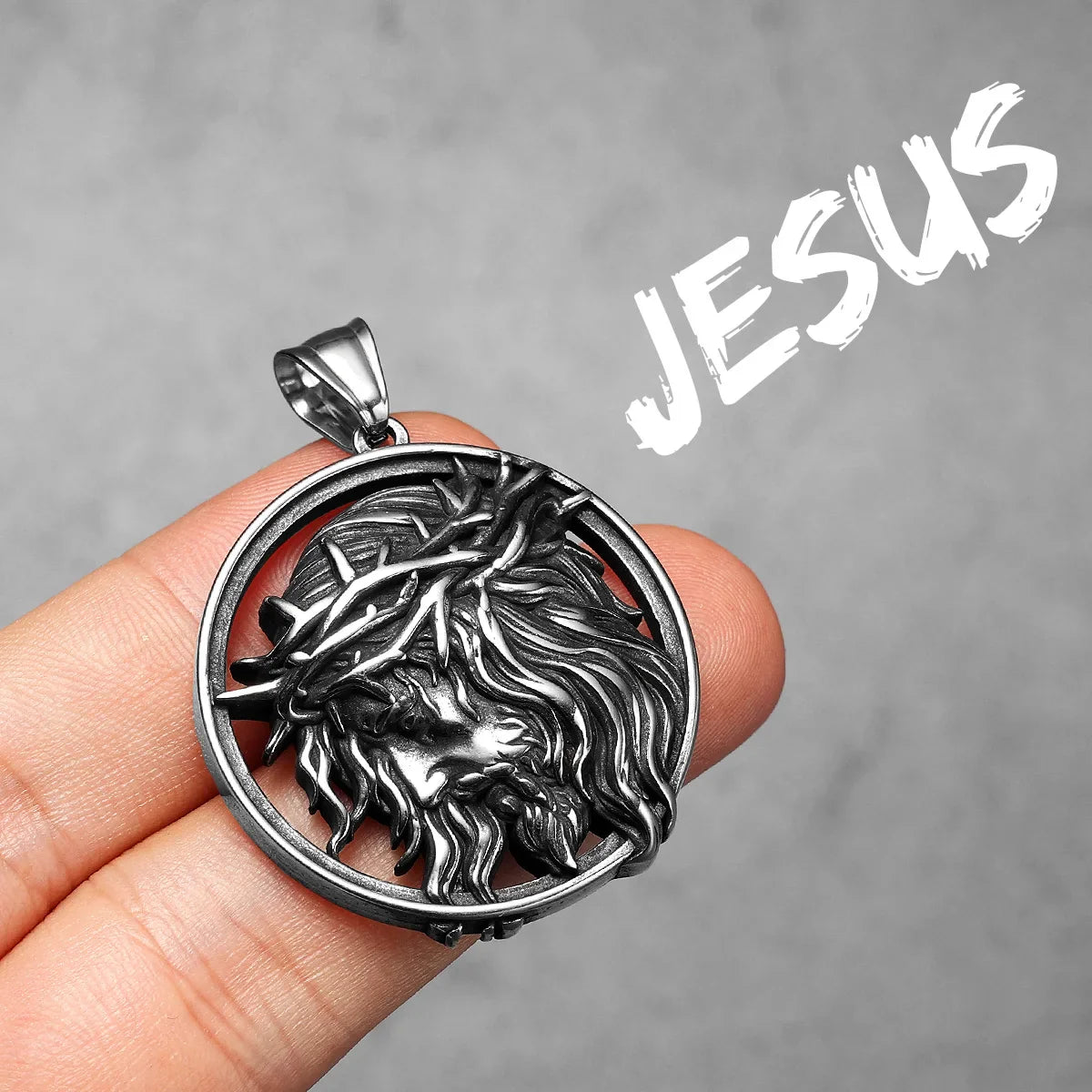 Crown of Thorns Christian Jesus Stainless Steel Men's Necklace
