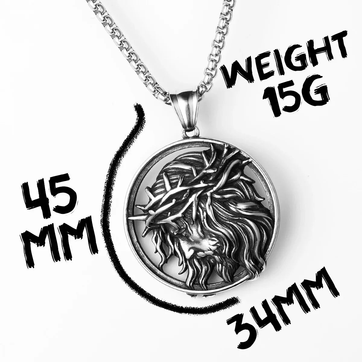 Crown of Thorns Christian Jesus Stainless Steel Men's Necklace
