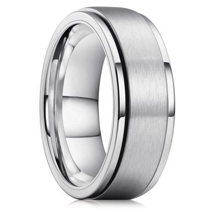 Stainless Steel Anxiety Fidget Spinner Rings for Men Cool Punk Spinning Rotate Rings for men Anti Stress Wedding Band Jewelry