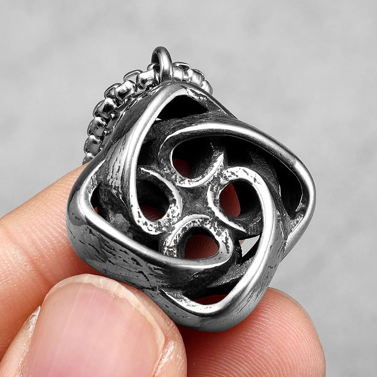 Celtic Knot Spiral Stainless Steel Men's Necklace Pendant Chain