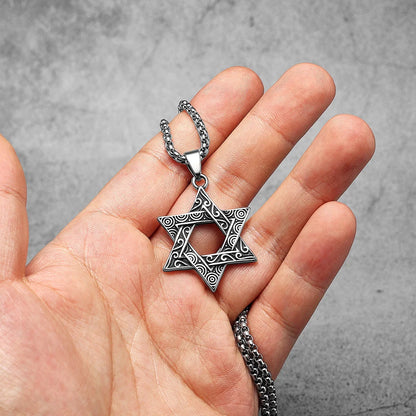 Judaism Solomon's Seal Stainless Steel Men's Necklace