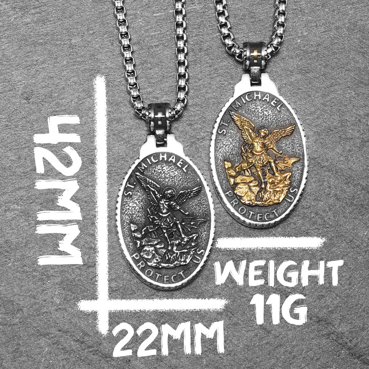 Archangel St.Michael Guardian Stainless Steel Men's Necklace Pendant Chain
