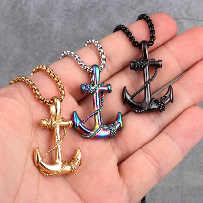 Anchor Sailor Stainless Steel Men's Necklace Pendants Chain