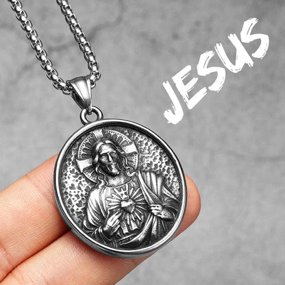Catholic Saints & Virgin Mary Stainless Steel Men's Pendant Necklace