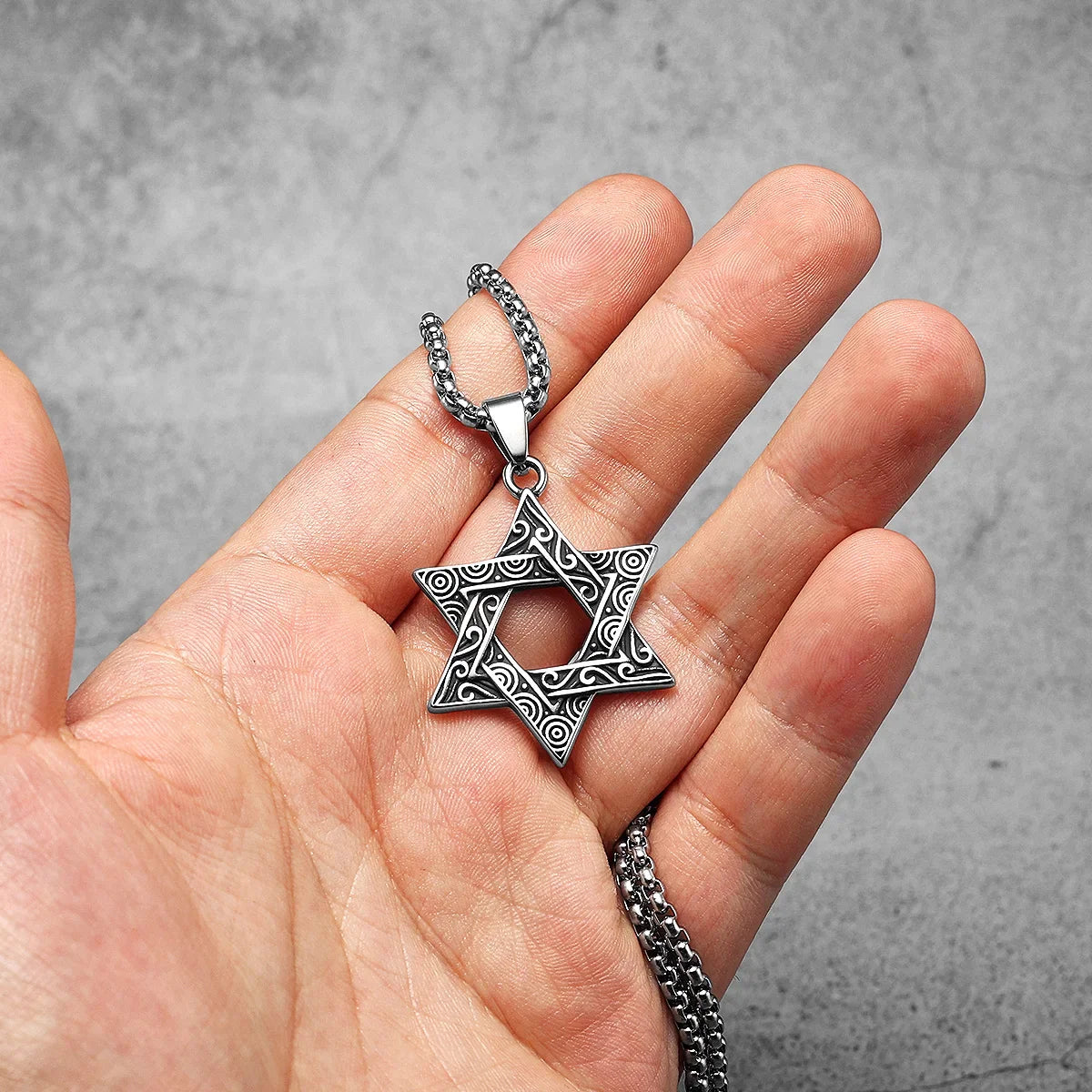 Judaism Solomon's Seal Stainless Steel Men's Necklace