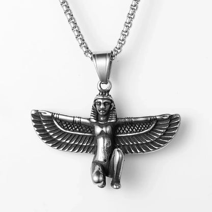 Egyptian Pharaoh Eagle Wing Stainless Steel Men's Necklace Pendant Chain