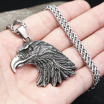 Gothic Vintage Eagle Head Pendant Men's Necklace
