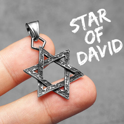 Star Of David Seal of Solomon Stainless Steel Men's Necklace Pendant Chain