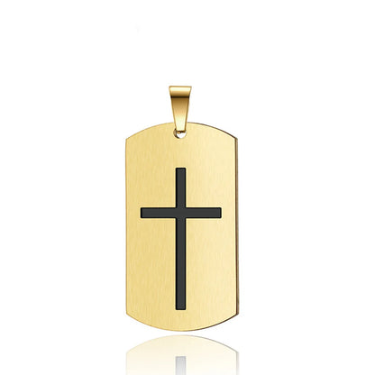 Cross Amulet Bible Tag Stainless Steel Pendant Men's Necklace