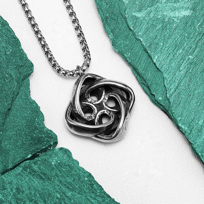 Celtic Knot Spiral Stainless Steel Men's Necklace Pendant Chain