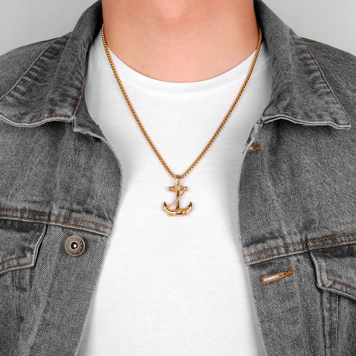 Anchor Sailor Stainless Steel Men's Necklace Pendants Chain