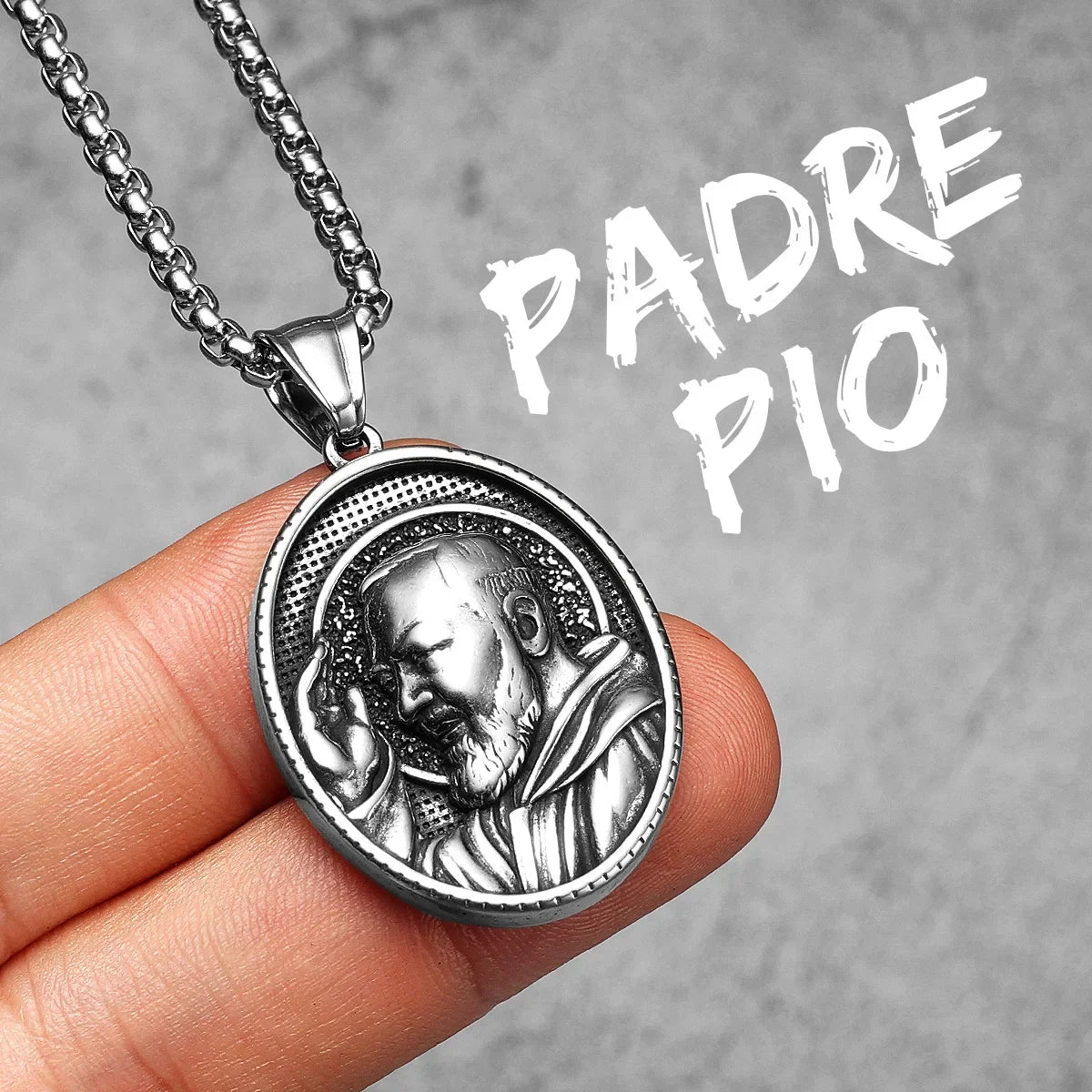 Christian Saints Stainless Steel Men's Pendant Necklace