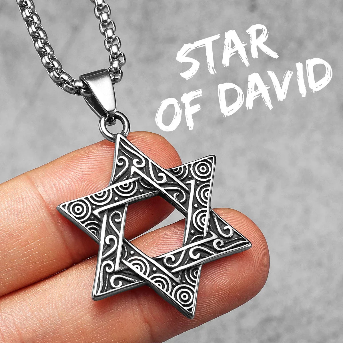 Judaism Solomon's Seal Stainless Steel Men's Necklace
