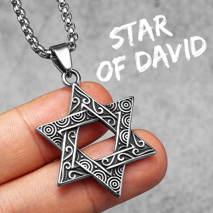 Judaism Solomon's Seal Stainless Steel Men's Necklace