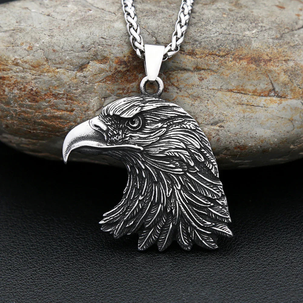 Gothic Vintage Eagle Head Pendant Men's Necklace