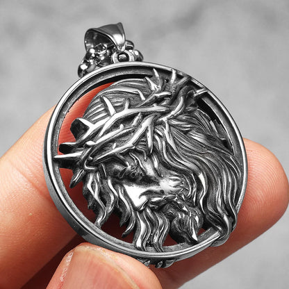 Crown of Thorns Christian Jesus Stainless Steel Men's Necklace