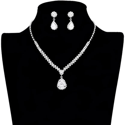 Crystal Teardrop Drop Rhinestone Necklace