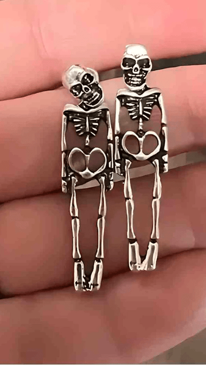 Skeleton Stud Dangle Earrings - Pair