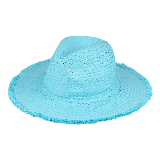 Frayed Solid Straw Sun Hat