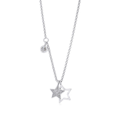 Double Star Charm Pendant Necklace
