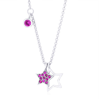 Double Star Charm Pendant Necklace
