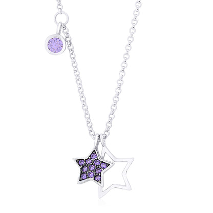 Double Star Charm Pendant Necklace