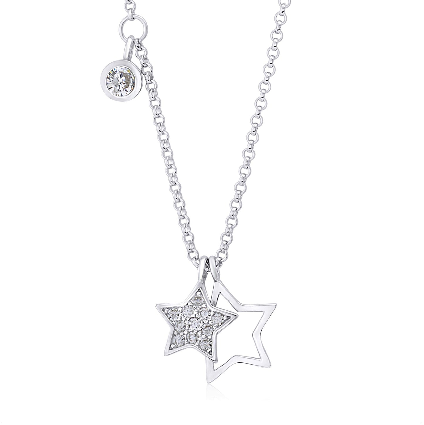 Double Star Charm Pendant Necklace