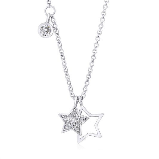 Double Star Charm Pendant Necklace