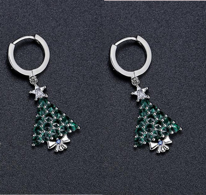 Christmas Tree Zircon Drop Earrings