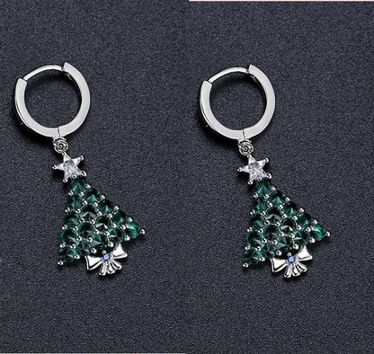 Christmas Tree Zircon Drop Earrings