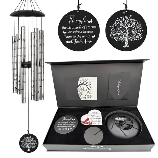 Gift Bundle - Serenity Memorial Wind Chimes, Thoughtful Gift For Special Occasions or Reflections Amazing Grace Scripture 40"