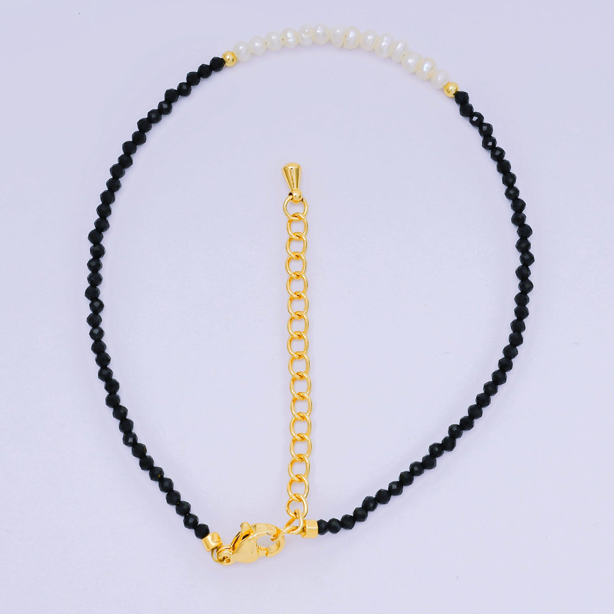 24K Gold Filled Natural Gemstone Bead Anklet with Extender