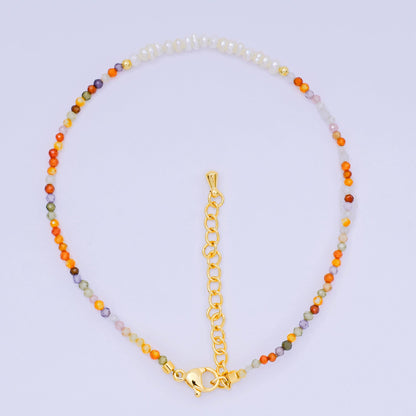 24K Gold Filled Natural Gemstone Bead Anklet with Extender