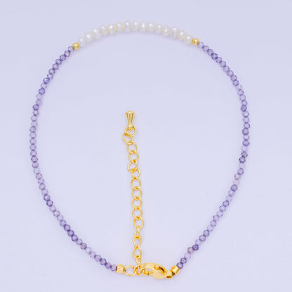 24K Gold Filled Natural Gemstone Bead Anklet with Extender