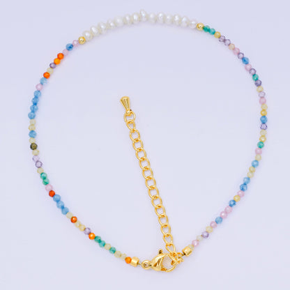 24K Gold Filled Natural Gemstone Bead Anklet with Extender