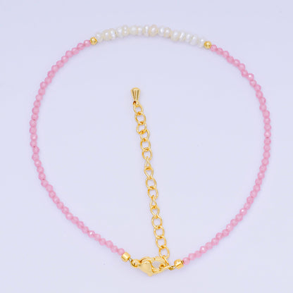 24K Gold Filled Natural Gemstone Bead Anklet with Extender
